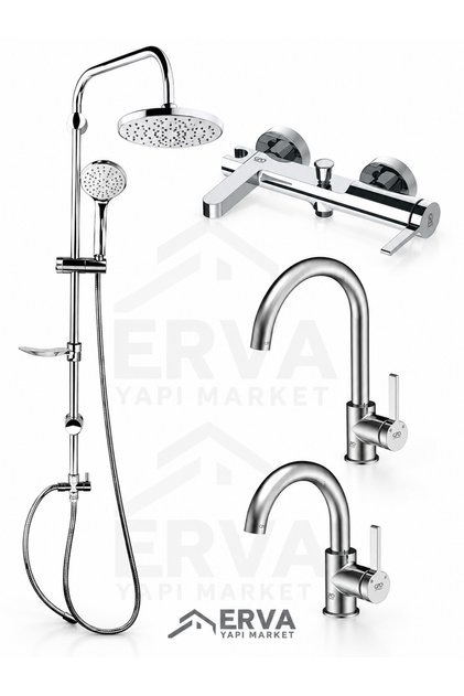 Gildo 4-Piece Faucet and Shower Set Bathroom Swivel Swan Sink Kitchen Faucet Dst19-2 Sprinkler Shower System Chrome