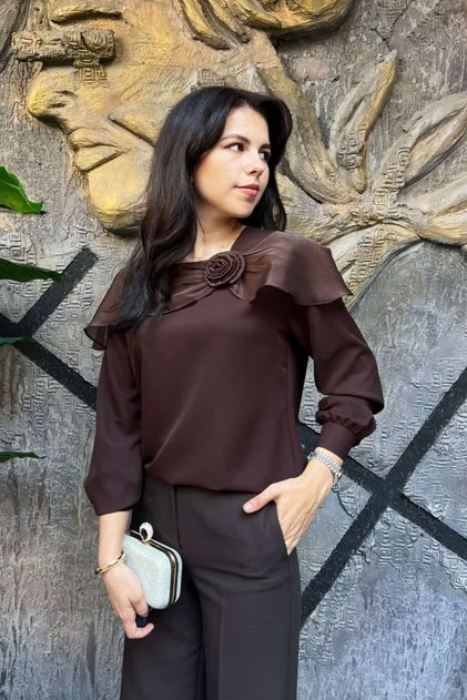 Stylish French Style Long Sleeve Ruffled Square Neck Blouse Sun619