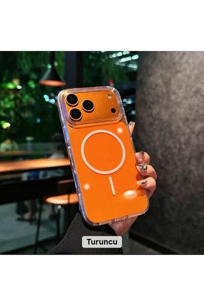 iPhone 16 Plus Uyumlu MagSafe Özellikli Turuncu Telefon Kılıfı