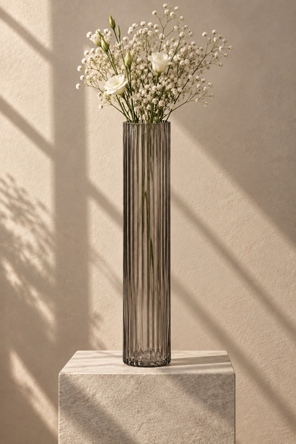 Nivora Çizgili Cam Vazo - 39 cm