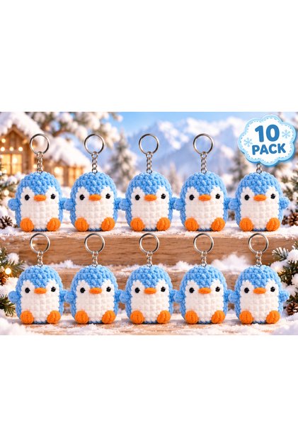 10 Pcs Penguin Keychain Handmade Amigurumi Knitted Plush Bag Ornament Cute Gift