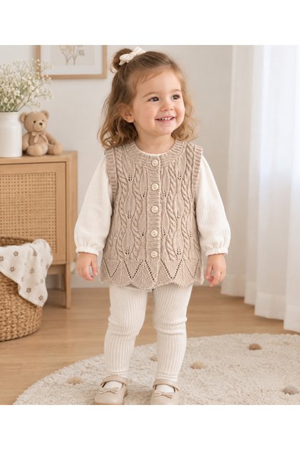 New Season Yumoş Lily Knitted Patterned Knitwear Baby Kids Vest