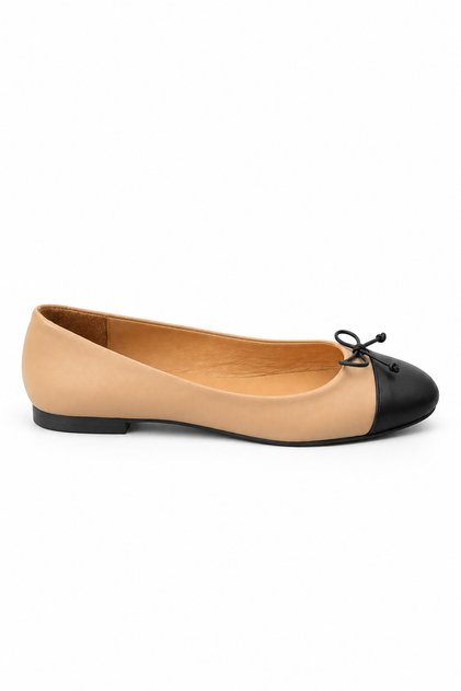Clara Beige Genuine Leather Ballerinas