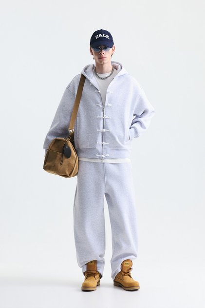 Fancy Button Sweatshirt and Barrel Fit Sweatpants Set