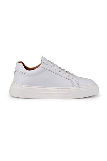 White Lace-Up 100% Genuine Leather Casual Shoes