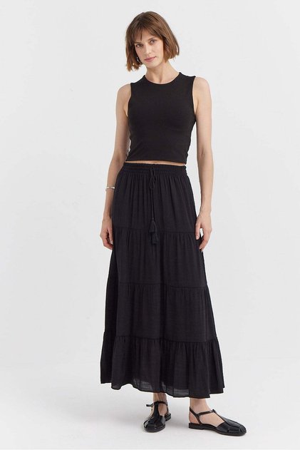 Women's Elastic Waist Long Skirt