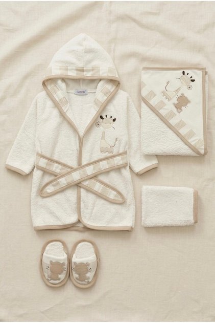 Baby Giraffe and Cat Bathrobe Set 0-12 Months 4 Piece Bathrobe Set