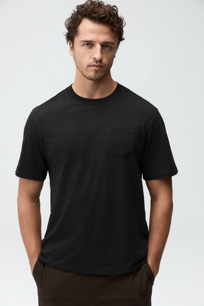 Pasco Men's Short Sleeve Black T-Shirt with Pockets