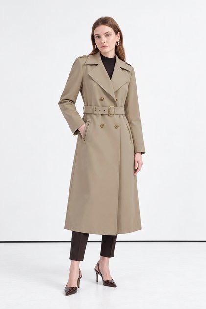 Double-Breasted Collar Belted Mink Trench Coat 14049