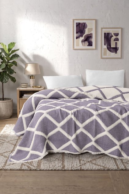 Diamante Double 100% Cotton Jacquard Muslin Pique Bedspread