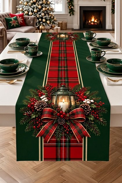 Yılbaşı Serisi 140x40 Cm Dijital Baskılı Runner (Christmas Noel)