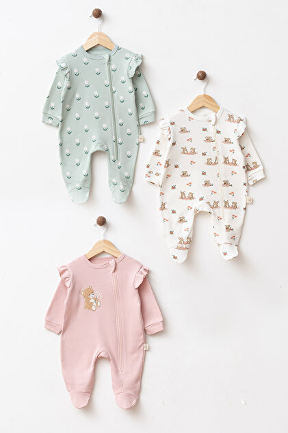 Baby 100% Cotton Spring Dream 3-Piece Booties and Jumpsuit Newborn Hospital Release Baby Outfit 0-3 Months
