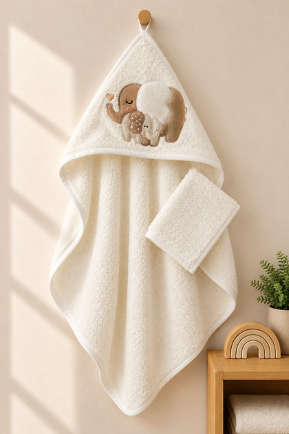 Baby patterned towel swaddle, baby bath towel eraser set
