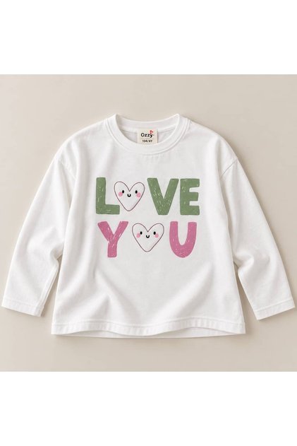 Girl's T-Shirt with Heart Embroidery on the Back