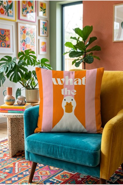 Ladies Home Double-Sided Printed Decorative Throw Pillow Cover with Fun Duck Figure (43X43 cm)