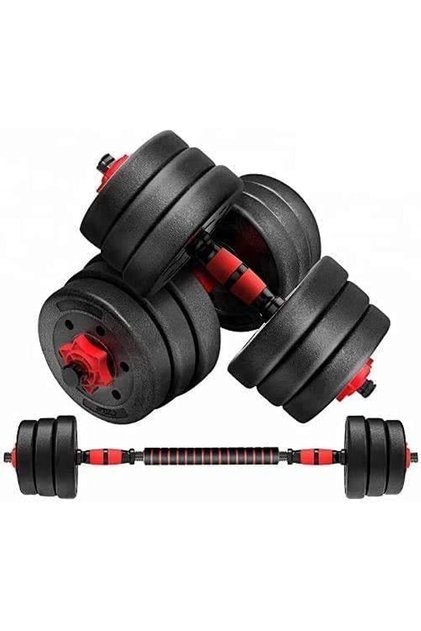 MZDT 20kg dumbbell and Barbell Set Weightlifting fitness black cement steel rubber adjustable 20kgdumbbell and Barbell Set 2 in 1