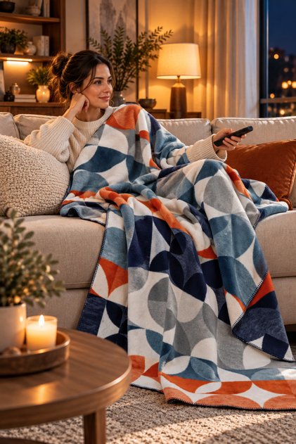 Single Cotton Tv Blanket 150X200 cm - Soft Textured Sofa Throw