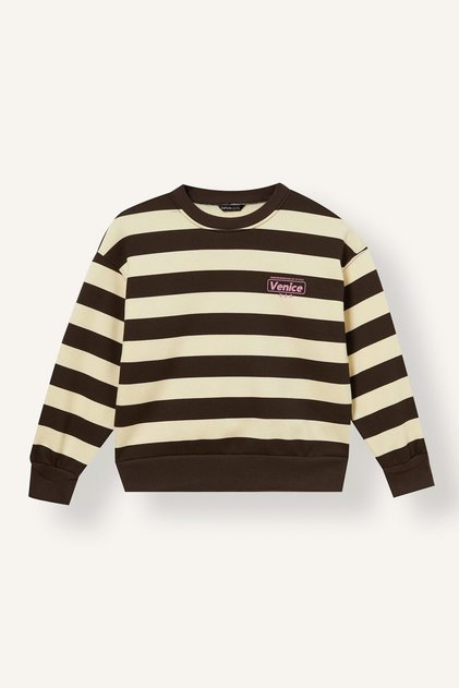 Relaxed Fit Crew Neck Striped Printed Soft Fuzzy Inside Thick Sweatshirt Girls I8340A826Wn