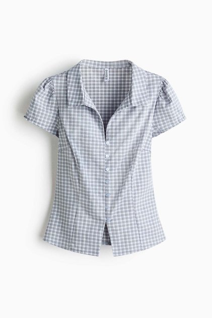 Collared button-front top