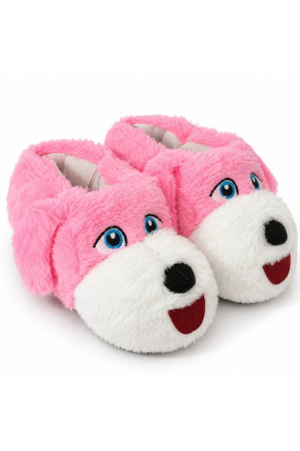 Yumuşak Tabanlı Pembe Köpek Figürlü Panduf Ev Botu