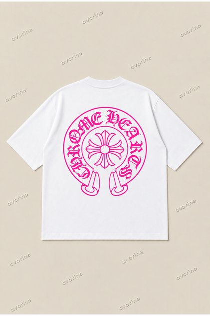Chrome Hearts Neon Pink Oversize Unisex Boxy Fit 100% Cotton Breathable T-Shirt | Streetwear