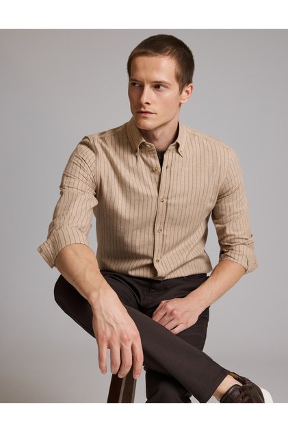 Beige Customize Fit Long Sleeve Shirt 50331744-Vr011