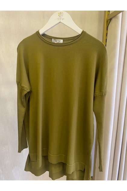 Nuss116 Lastik Kol Merserize Tunik Lime