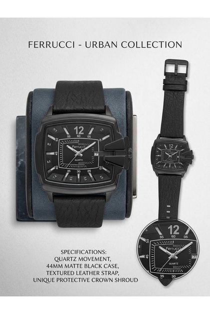 Black Matte Square Case Men's Wristwatch