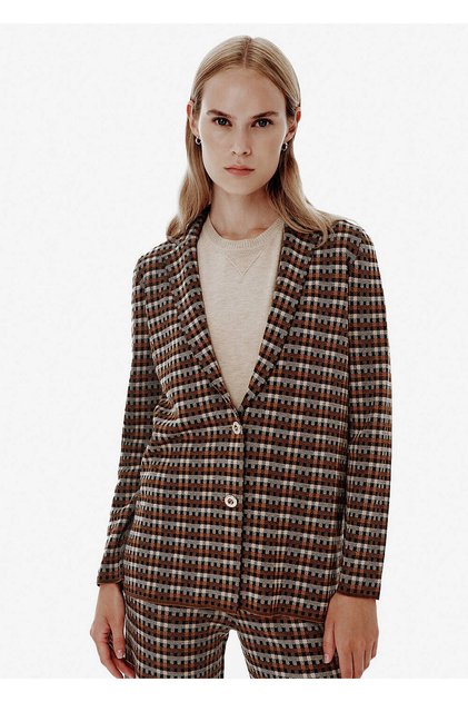 Jacquard Pattern Brown Knitwear Jacket