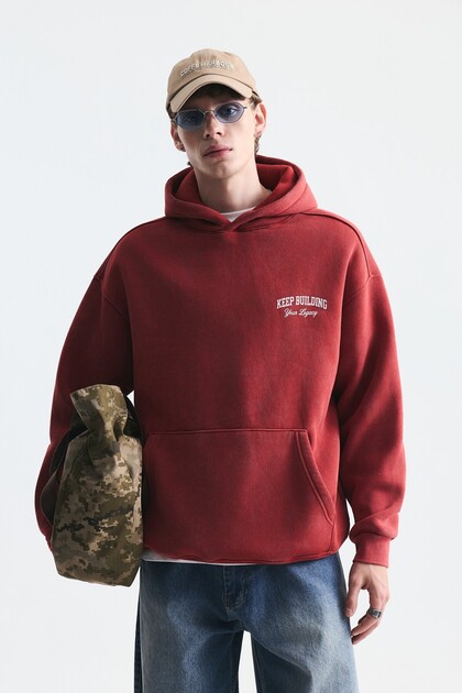 Oversize Washed Hooded Sweatshirt