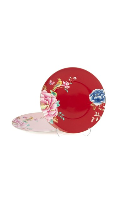 Verona 2-Pack Pink Burgundy Cake Plate 21cm