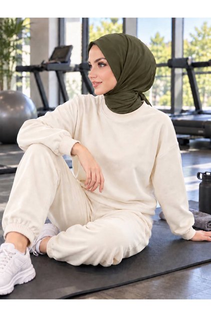 Athletic Hijab Sports Hijab - Tied-Back Khaki, Suitable for Daily and Training Use