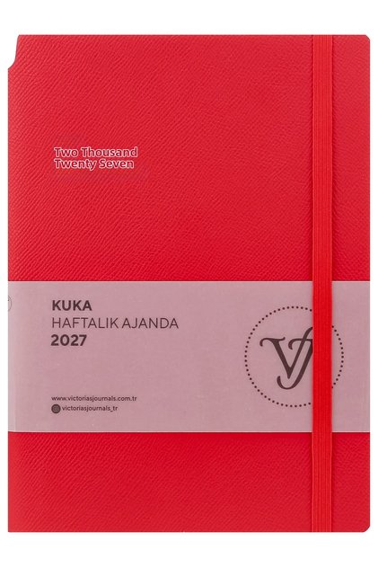 Kuka 2027 Weekly Agenda A5. Flexible Cover. Rubberized, with Pockets, Pen Holder. Colorful Edge.Red