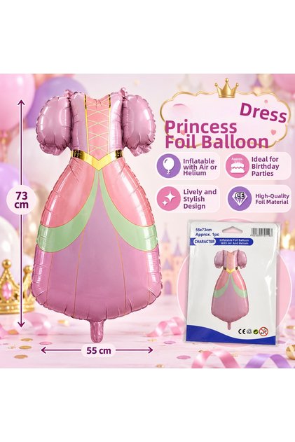 Princess Themed Pink Dress Foil Balloon
