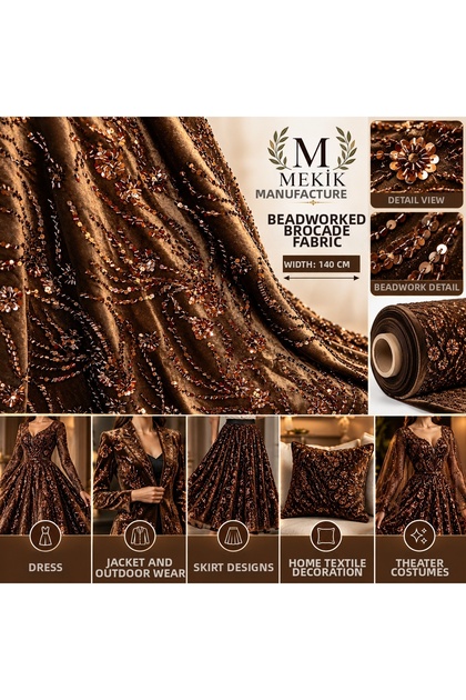 Velvet Fabric with Sequin Embroidery.