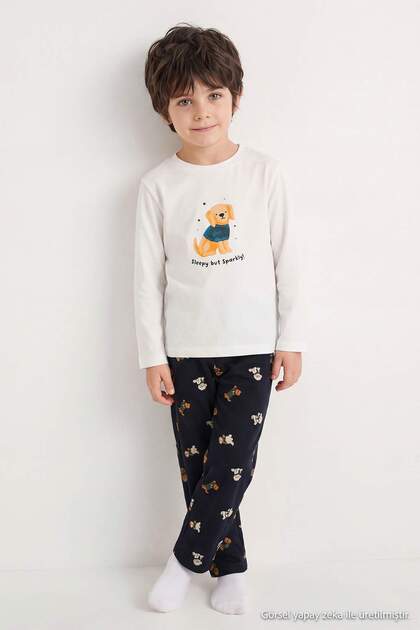 Ecru Girls/Boys Cotton Pajamas Set Tkdaw27Pt00042