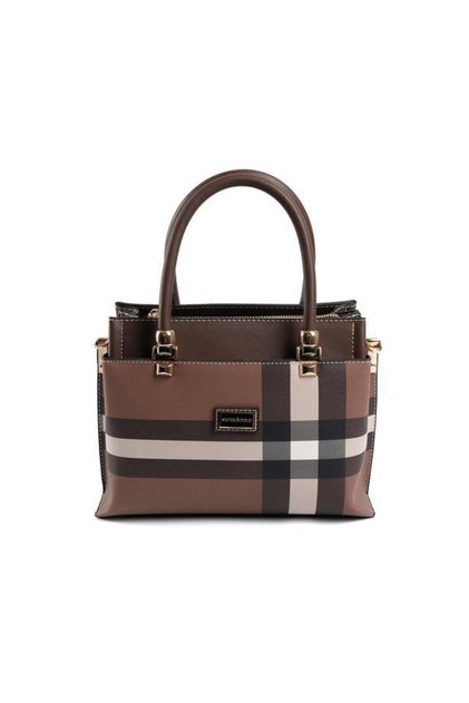 Dark Brown - Brown Plaid Women's Handbag Sp826