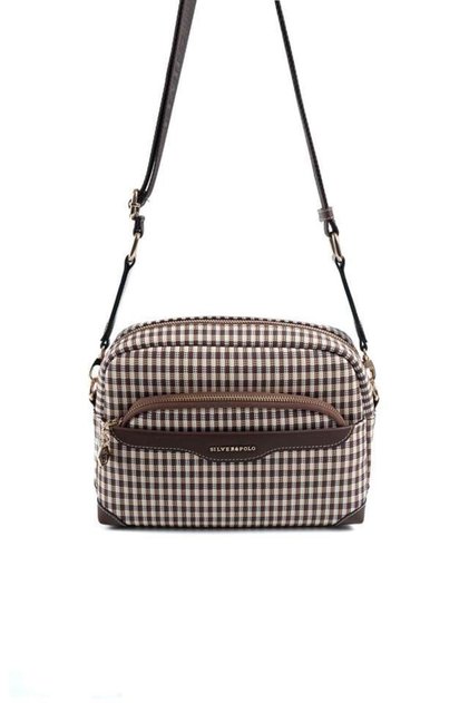 Coffee Yellow - Brown Plaid Line Square Women's Crossbody Bag Sp1201