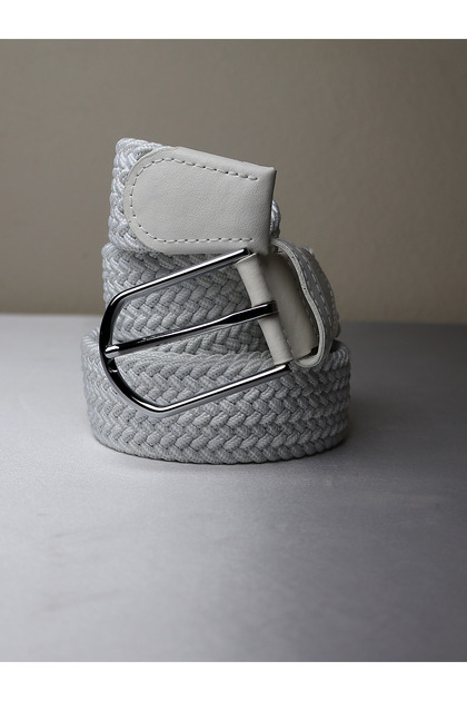 Unisex Flexible Braided Belt with Metal Buckle 3.5 cm