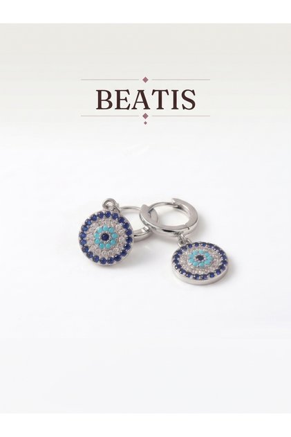 Women's Earrings Bijouterie Dangle Stone Detailed Hoop Silver Color