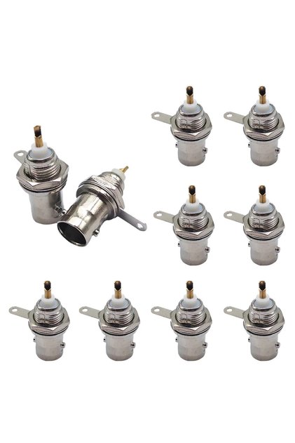 10 PCS BNC Female 10Pack BNC Female Panel Mount Connectors Solder Post Jack RF Coaxial Adapter Easy