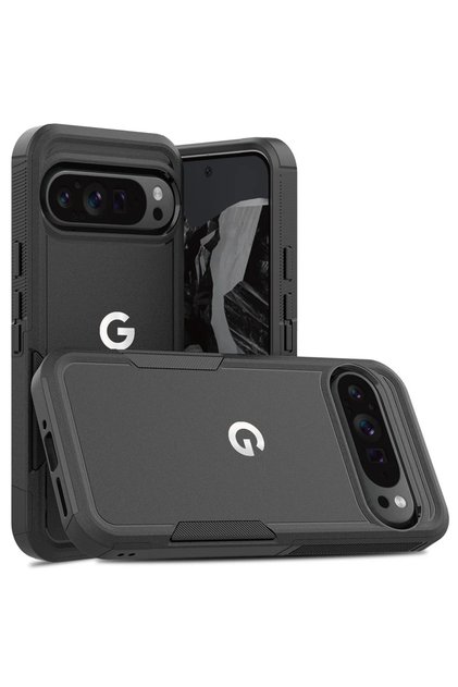 Google Pixel 10 Pro XL black 2IN1 Military Grade Anti-Drop OTT Armor Phone Case For Google Pixel 10