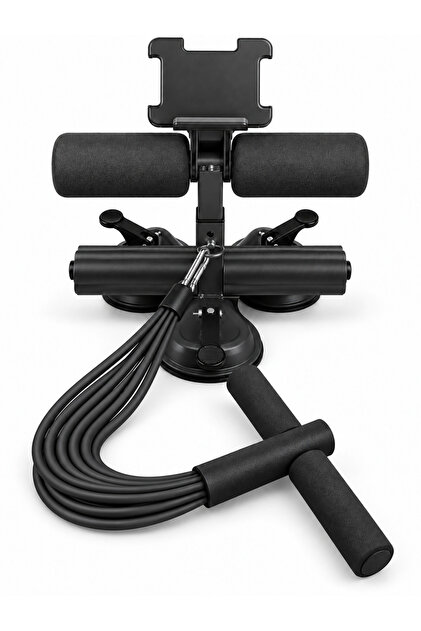 Adjustable Sit-Up Bar with Suction Cups & Resistance Bands, Home Abs Workout Foot Holder Equipment