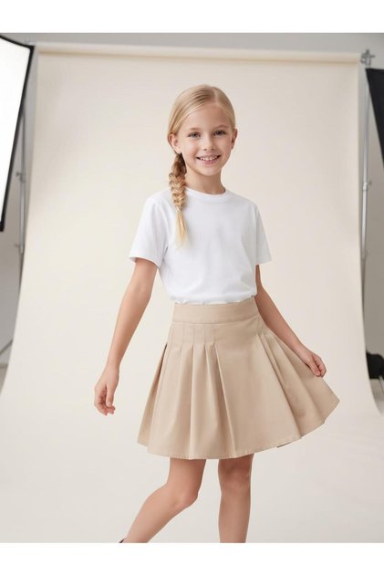 Girl's Woven Fabric Pleated Skirt