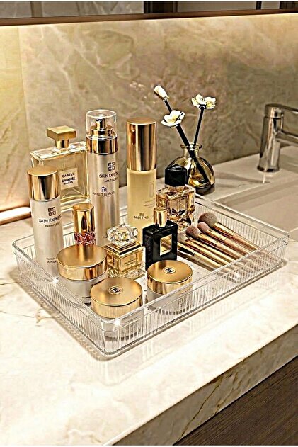 Makeup Organizer - Luxury Bathroom Shelf & Cosmetic Organizer - Non-Yellowing Crystal Material