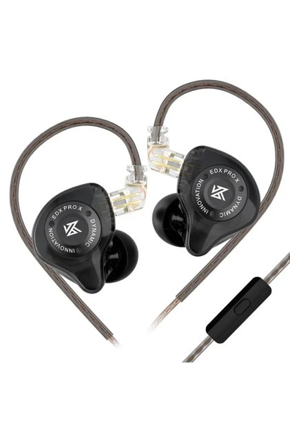 Black MIC KZ Dynamic Drive Earphone HIFI Bass Earbud DJ Sport Music Cancelling Headsets 2PIN Cable