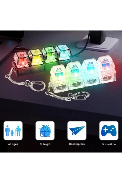 4-Pack Mechanical Keyboard Switch Keychain - Tactile & Clicky Stress Relief Accessory