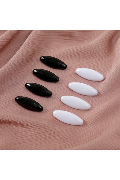 Clear 02 8pcs Hijab Pins Set with Plastic Cover, Safety Scarf Clips, Non-Slip Oval Brooch Pins for H