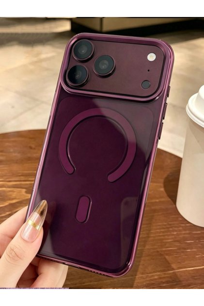 [Premium Sararmaz] iPhone 17 Pro Max / 18 Pro Max Uyumlu IC Animasyonlu MagSafe Destekli Kristal Cherry Şeffaf Sert Mika İnce Fit Kılıf