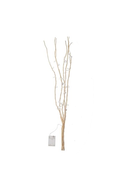 Buchet decorativ cu 5 ramuri naturale și 20 LED-uri în formă de diamant, cu baterii